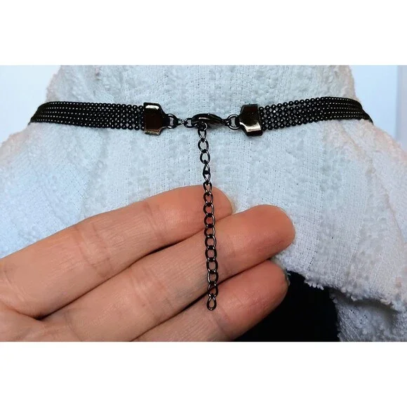 Premier Designs Layered Gunmetal Black Bead Necklace 14-18 in - Picture 6 of 10